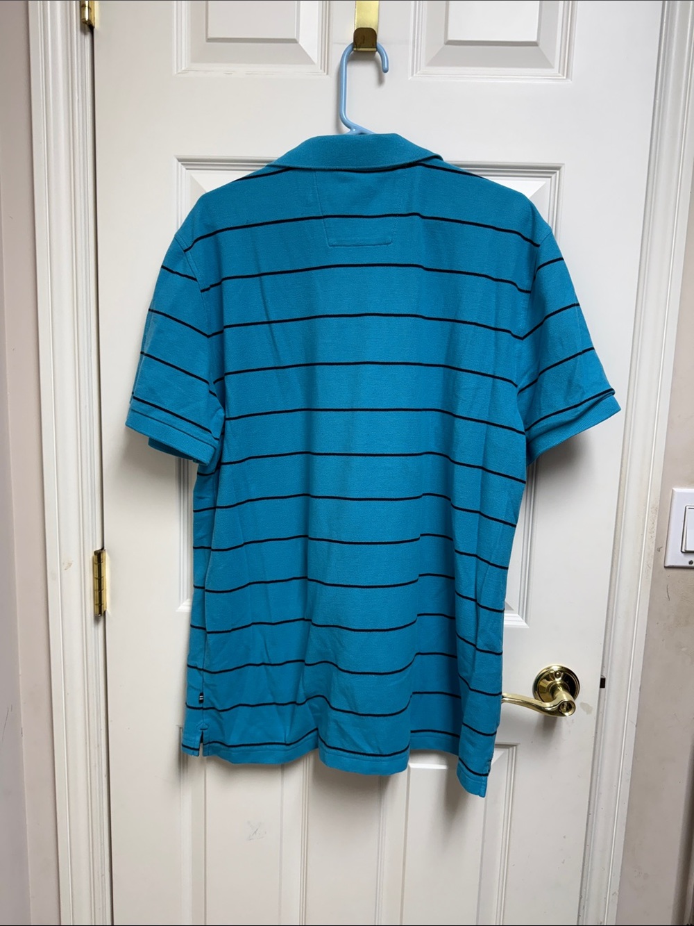 Nautica Men’s Teal Blue Striped Polo Shirt - Picture 6 of 6